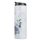 Paarse stoffige blauwe bloemige bruiloft  thermosbeker (Geroteerd rechts)