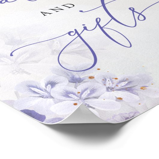 Paarse stoffige blauwe kaarten en geschenken poster (Hoek)