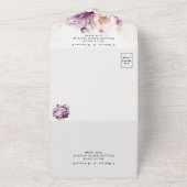 paarse Stoffige Blush Roze Bloemen Bruiloft All In One Uitnodiging (Buitenkant)