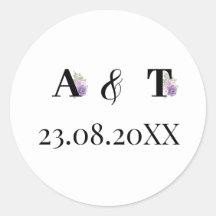 Paarse Stoffige Roos Bloemen Monogram Bruiloft