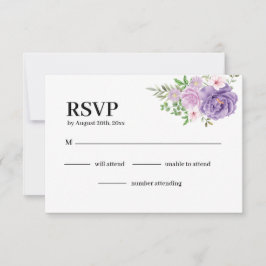 Paarse stoffige Roos bloemenbruiloft RSVP Kaartje