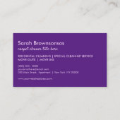 Paarse Stofzuiger Reinigingshuis Keeper Visitekaartje (Achterkant)