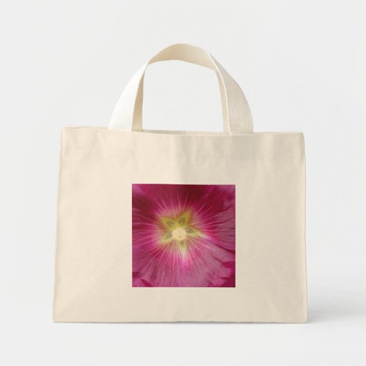 Paarse Stokroos Bloem Boodschappentas Mini Tote Bag (Voorkant)