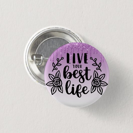 Paarse stolling/leef uw beste leven ronde button 3,2 cm (Voorkant /achterkant)