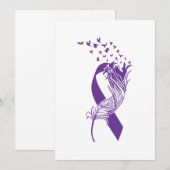 Paarse stollingsvogels kanker save the date (Voorkant / Achterkant)