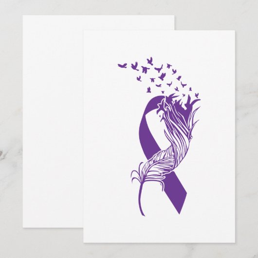 Paarse stollingsvogels kanker save the date (Voorkant / Achterkant)