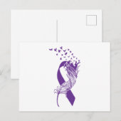 Paarse stollingsvogels kanker uitnodiging briefkaart (Voorkant / Achterkant)