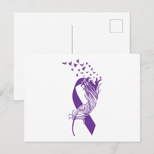 Paarse stollingsvogels kanker uitnodiging briefkaart (Voorkant / Achterkant)