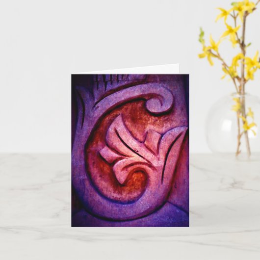 Paarse Stone Art Kaart (Gele Bloem)