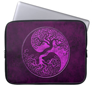 Paarse Stone Yin Yang Trees Laptop Sleeve