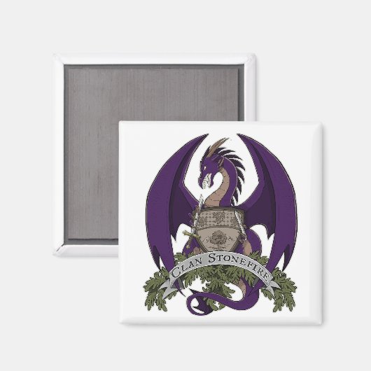 Paarse Stonefire Dragons Crest Magnet (Voorkant / Achterkant)