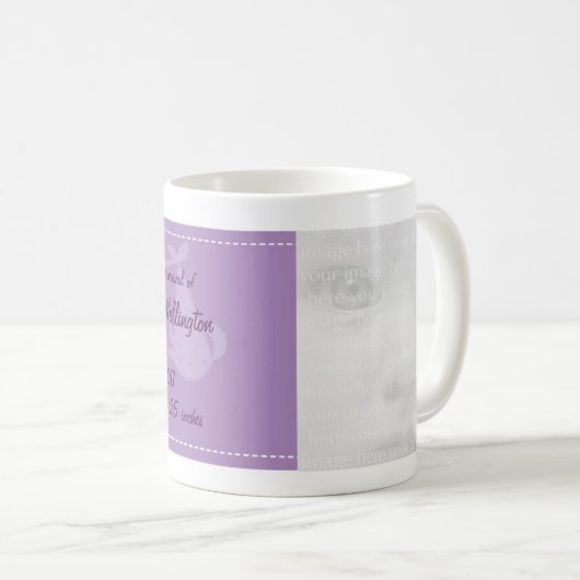 Paarse Stork Baby Foto Mokken (Voorkant rechts)