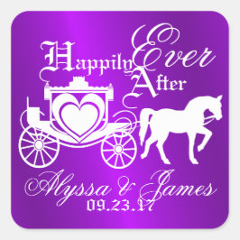 Paarse Storybook Carriage Vierkante Sticker