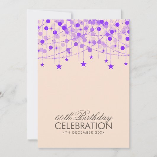 Paarse stralen en sterren op elke zondag kaart (Achterkant)