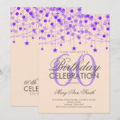 Paarse stralen en sterren op elke zondag kaart (Voorkant / Achterkant)