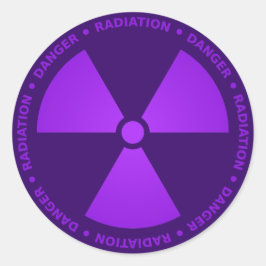 Paarse stralingswaarschuwing ronde sticker