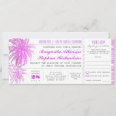 paarse strand bruiloft tickets -boarding pass kaart (Voorkant)