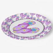 Paarse strand flip flop feest papieren bord (Gekanteld)
