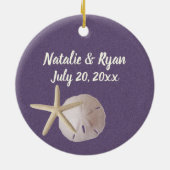 Paarse strand zeesterren foto keramisch ornament (Achterkant)