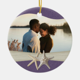 Paarse strand zeesterren foto keramisch ornament