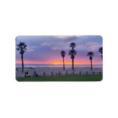 Paarse strand zonsondergang etiket (Voorkant)