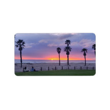 Paarse strand zonsondergang