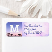 Paarse strand zonsondergang foto modern monogram a etiket (Insitu)