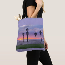 Paarse Strand Zonsondergang Tote Bag