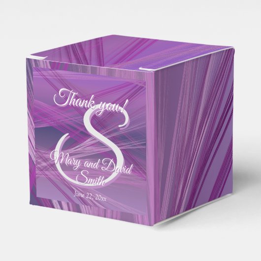 Paarse Streaks Wedding Bedankdoosjes (Voorkant Zijde)