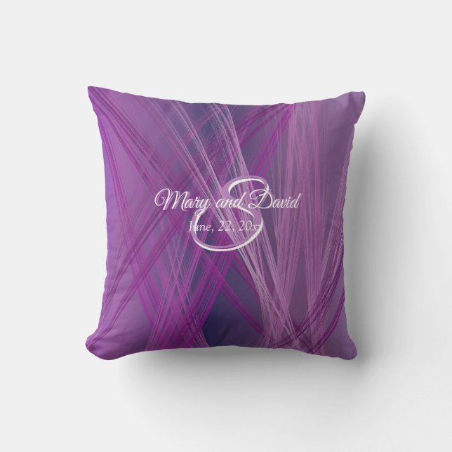 Paarse Streaks Wedding Pillow Kussen (Voorkant)
