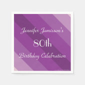 Paarse Streep 80ste Verjaardag Party Paper Servetten (Voorkant)