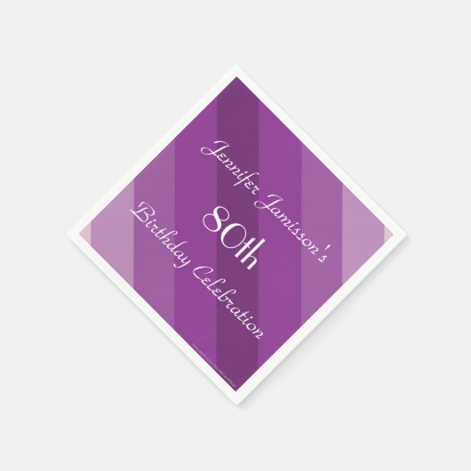 Paarse Streep 80ste Verjaardag Party Paper Servetten (Hoek)