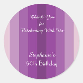Paarse Streep Dank u Sticker, personaliseer Ronde Sticker
