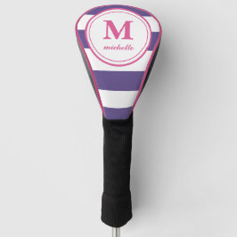 Paarse streep | Golf | monogram met gepersonalisee Golfheadcover
