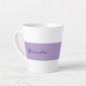 Paarse Streep Met Naam Sjabloon Latte Mok (Linkerhoek)