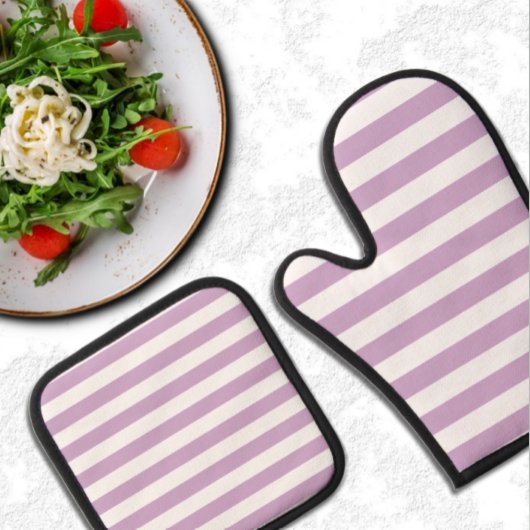 Paarse streep ovenwant & pannenlap set