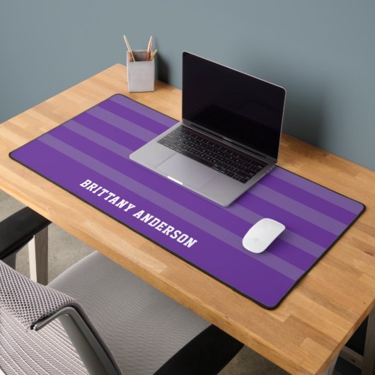 Paarse Streepjespatroon Wit Gepersonaliseerd Bureaumat (Kantoor 2)