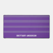 Paarse Streepjespatroon Wit Gepersonaliseerd Bureaumat (Voorkant)