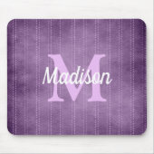 Paarse  streepjesretro Lila monogram Muismat (Voorkant)