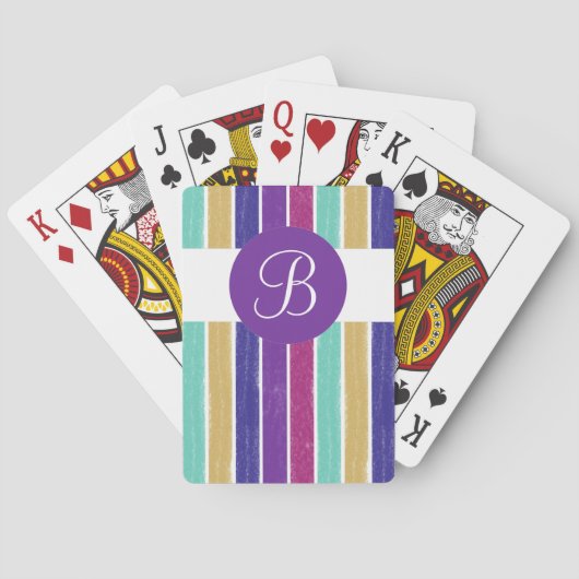 Paarse strepen, aangepaste monogram speelkaarten (Achterkant)