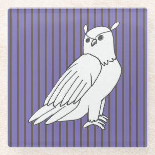 Paarse strepen Artistic Owl Glazen Onderzetter