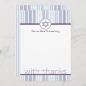 Paarse strepen bat mitswa dank u bedankkaart (Voorkant / Achterkant)