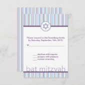 Paarse Strepen Bat Mitzvah RSVP Reageer Kaart (Voorkant / Achterkant)