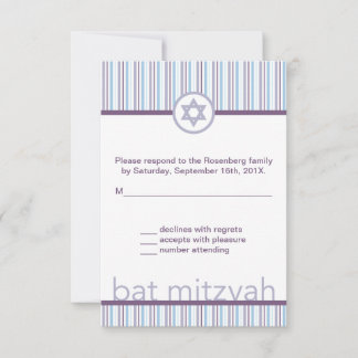 Paarse Strepen Bat Mitzvah RSVP Reageer Kaart