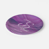 Paarse Strepen Bruiloft Papieren Bordje (Gekanteld)