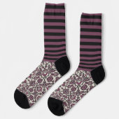 Paarse strepen en bloempatroon, Secretly Wild Sokken (Links)