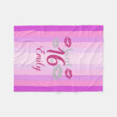 Paarse strepen en lippen fleece deken (Voorkant (Horizontaal))