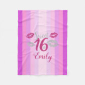 Paarse strepen en lippen fleece deken (Voorkant)