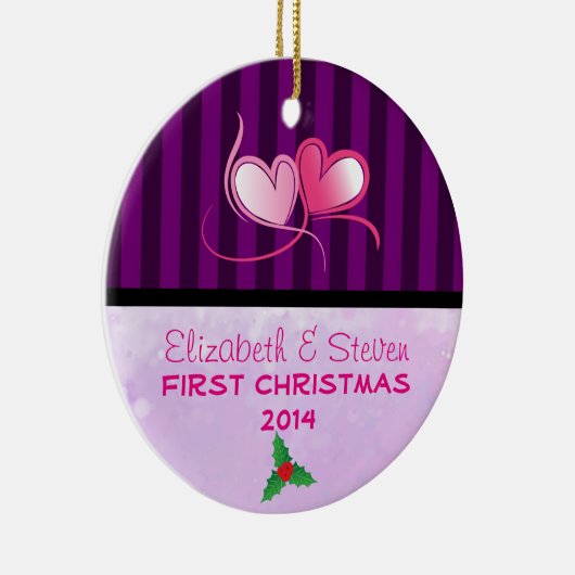 Paarse strepen en zachte lavendeltextuur keramisch ornament (Rechts)