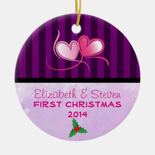 Paarse strepen en zachte lavendeltextuur keramisch ornament (Voorkant)